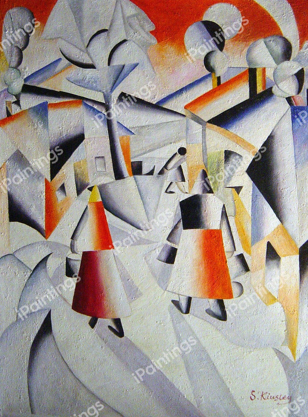 Morning In The Country After Snowstorm. The painting by Kasimir Malevich