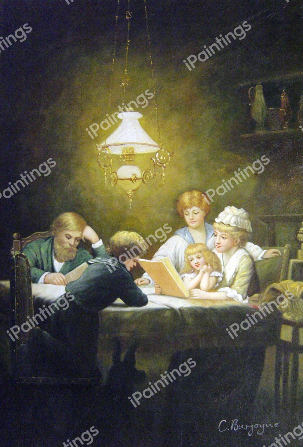 The Reading Lesson. The painting by Knut Ekwall