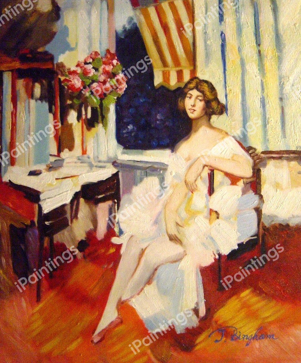 Ballerina In Her Boudoir. The painting by Konstantin Korovin