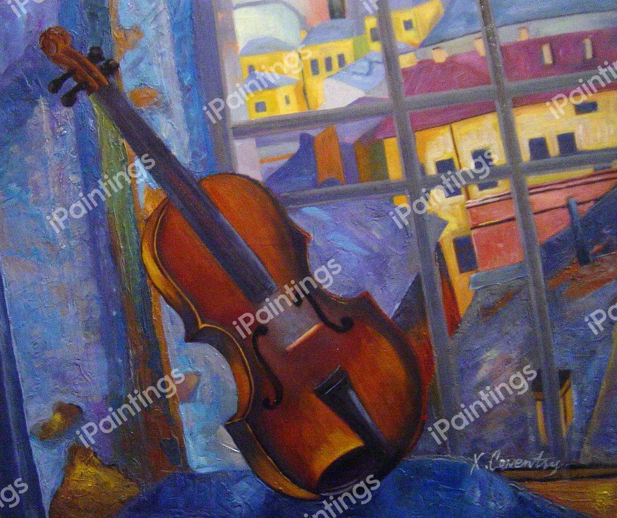 A Violin. The painting by Kuzma Petrov-Vodkin