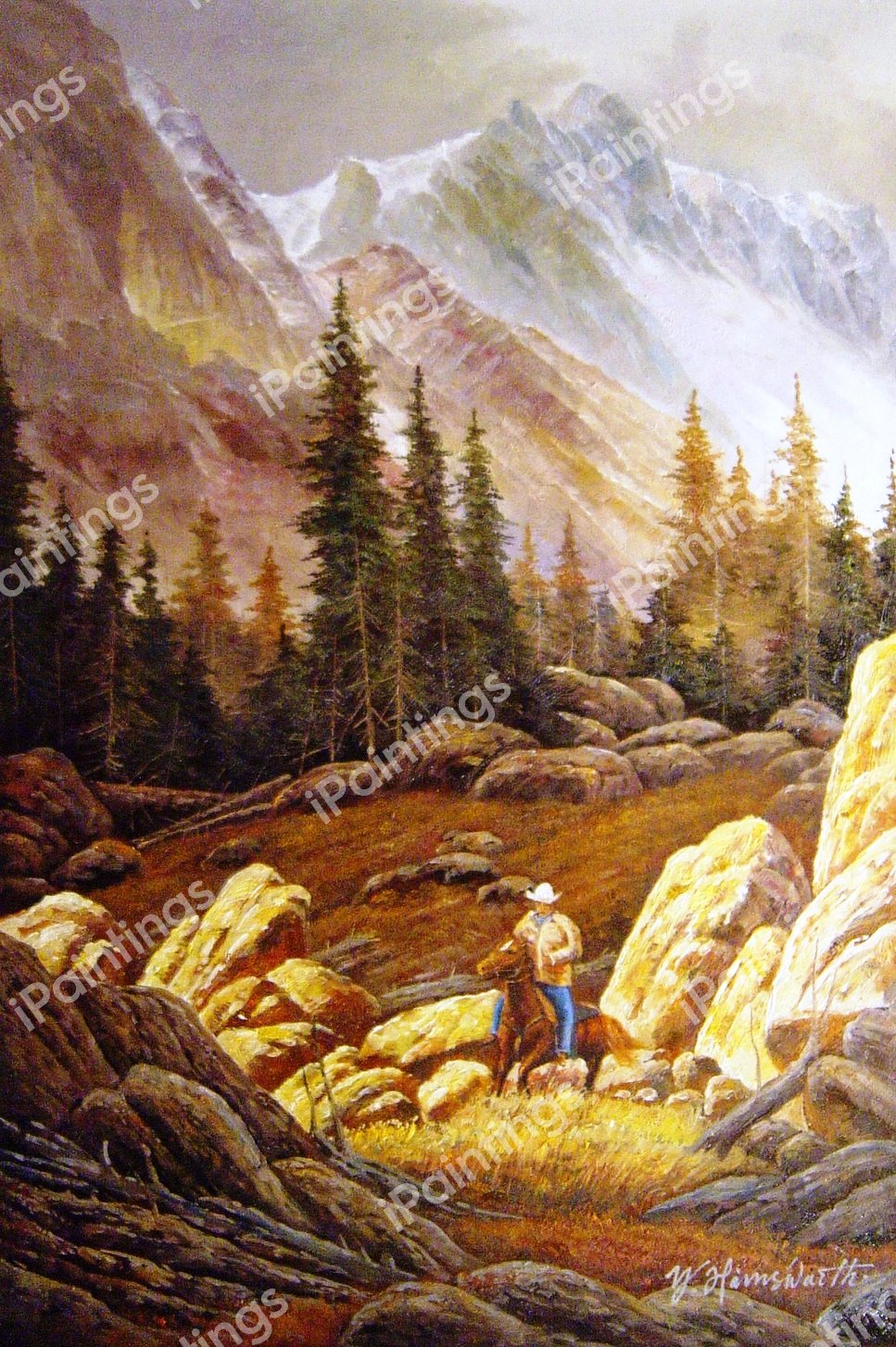 Cowboy. The painting by L. Jacobsen