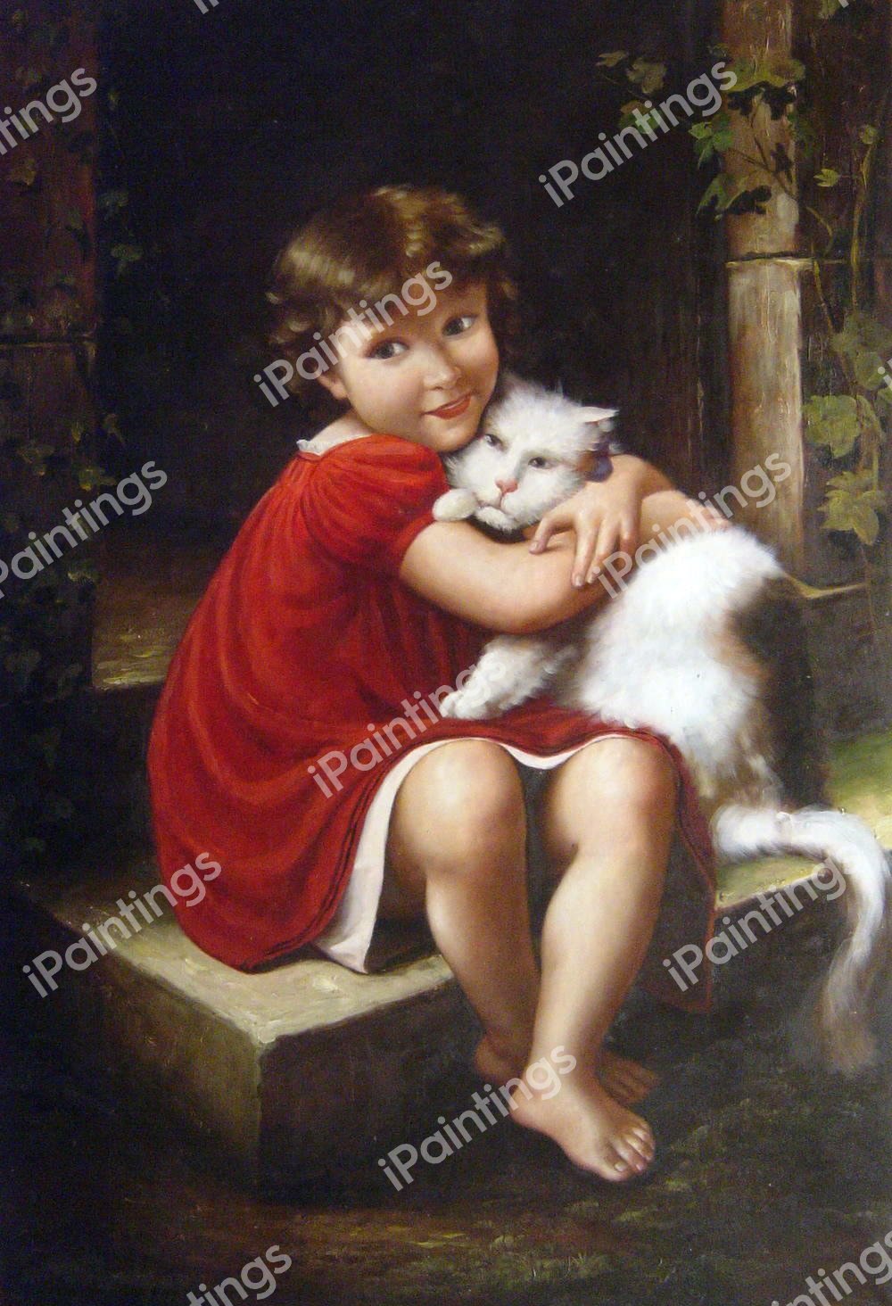 Her Favorite Pet. The painting by Leon Jean Basile Perrault
