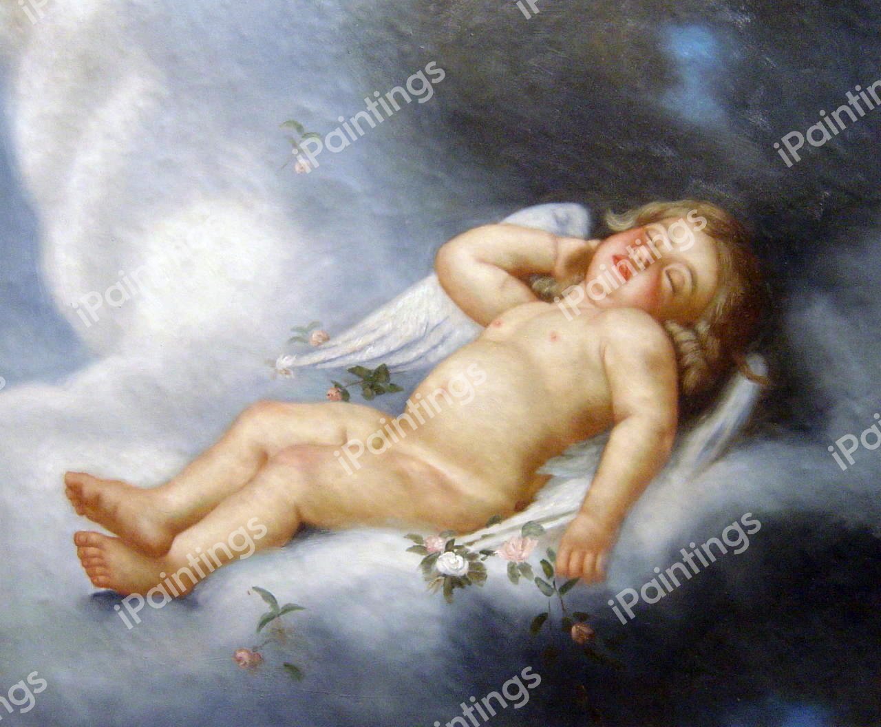 Sleeping Putto. The painting by Leon Jean Basile Perrault