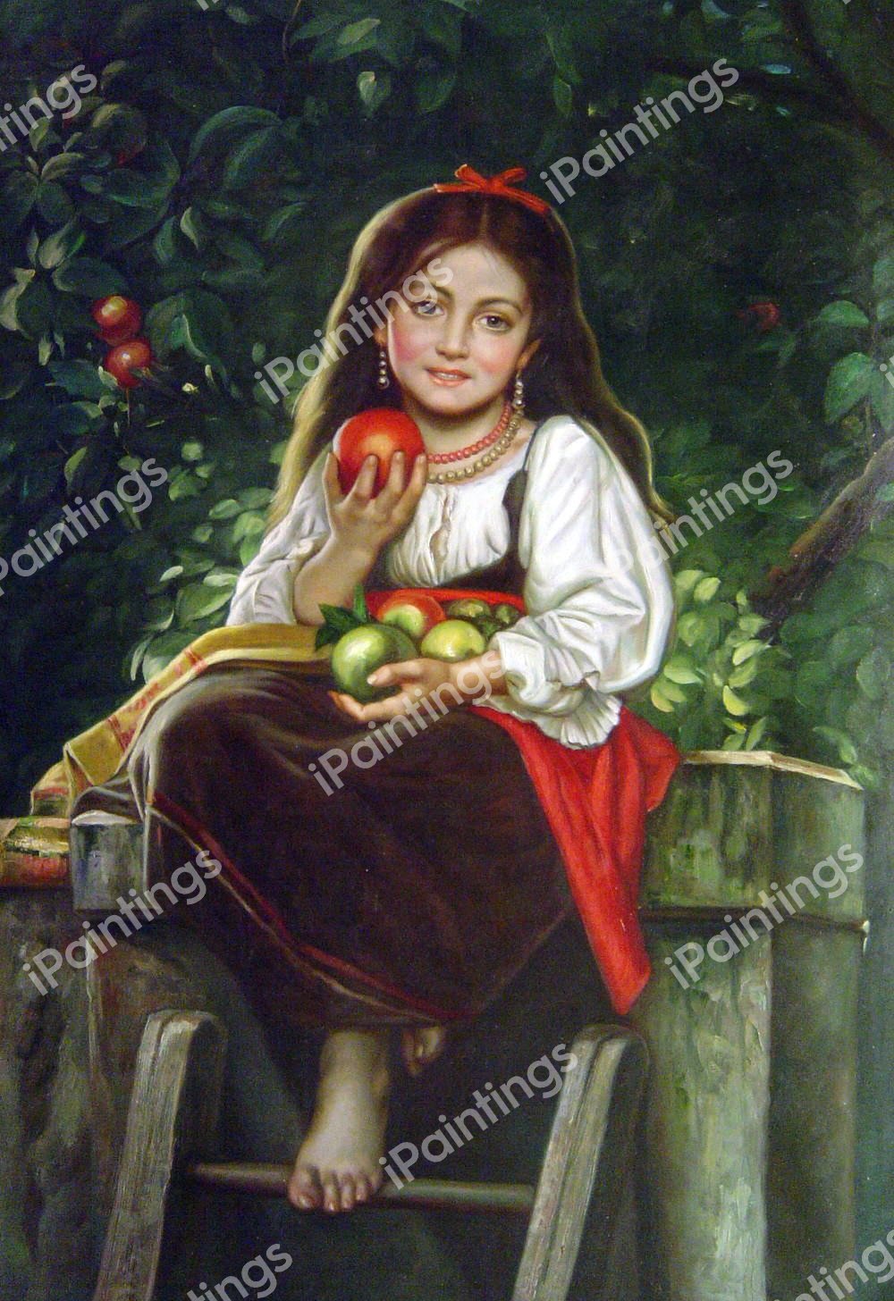 The Apple Picker. The painting by Leon Jean Basile Perrault