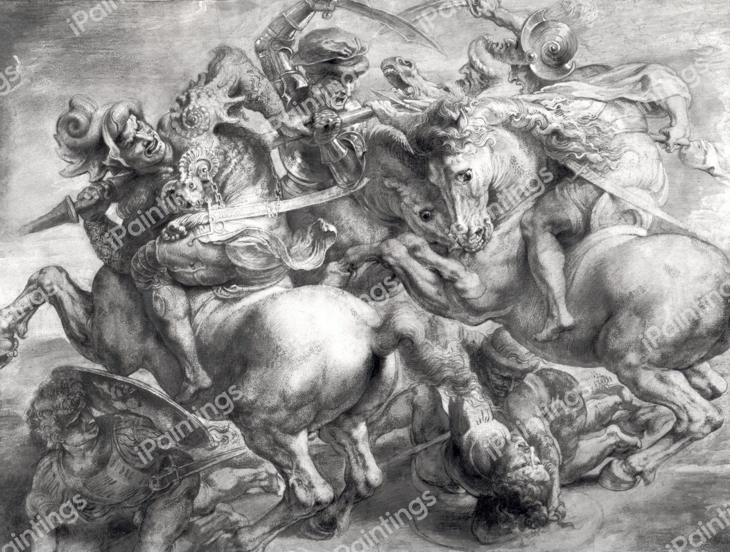 The Battle of Anghiari. The painting by Leonardo Da Vinci