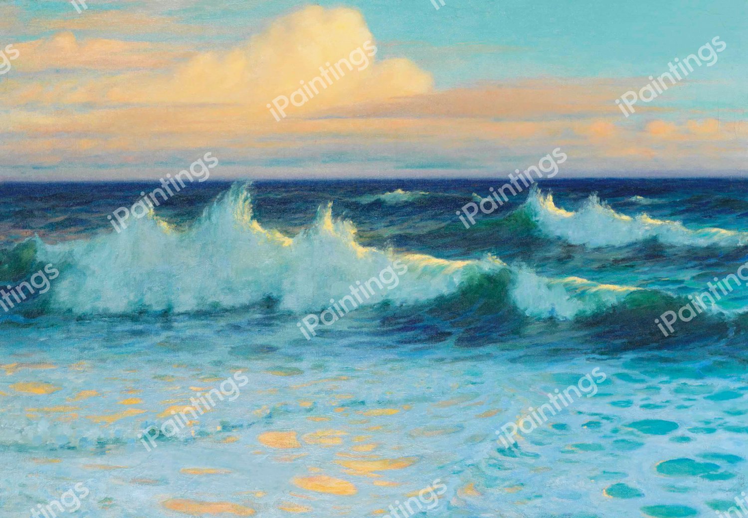 Seascape - Waves. The painting by Lionel Walden