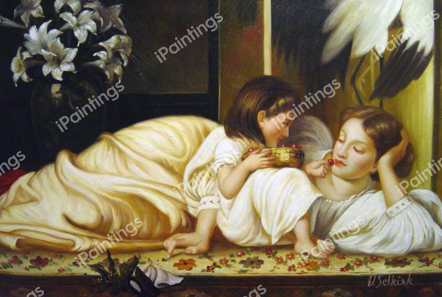 A Mother And Child. The painting by Lord Frederic Leighton