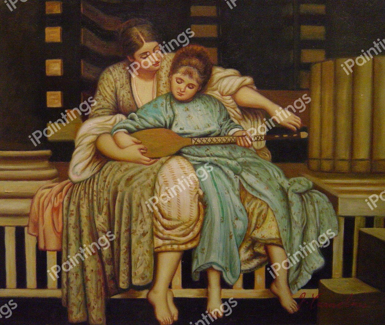 A Music Lesson. The painting by Lord Frederic Leighton
