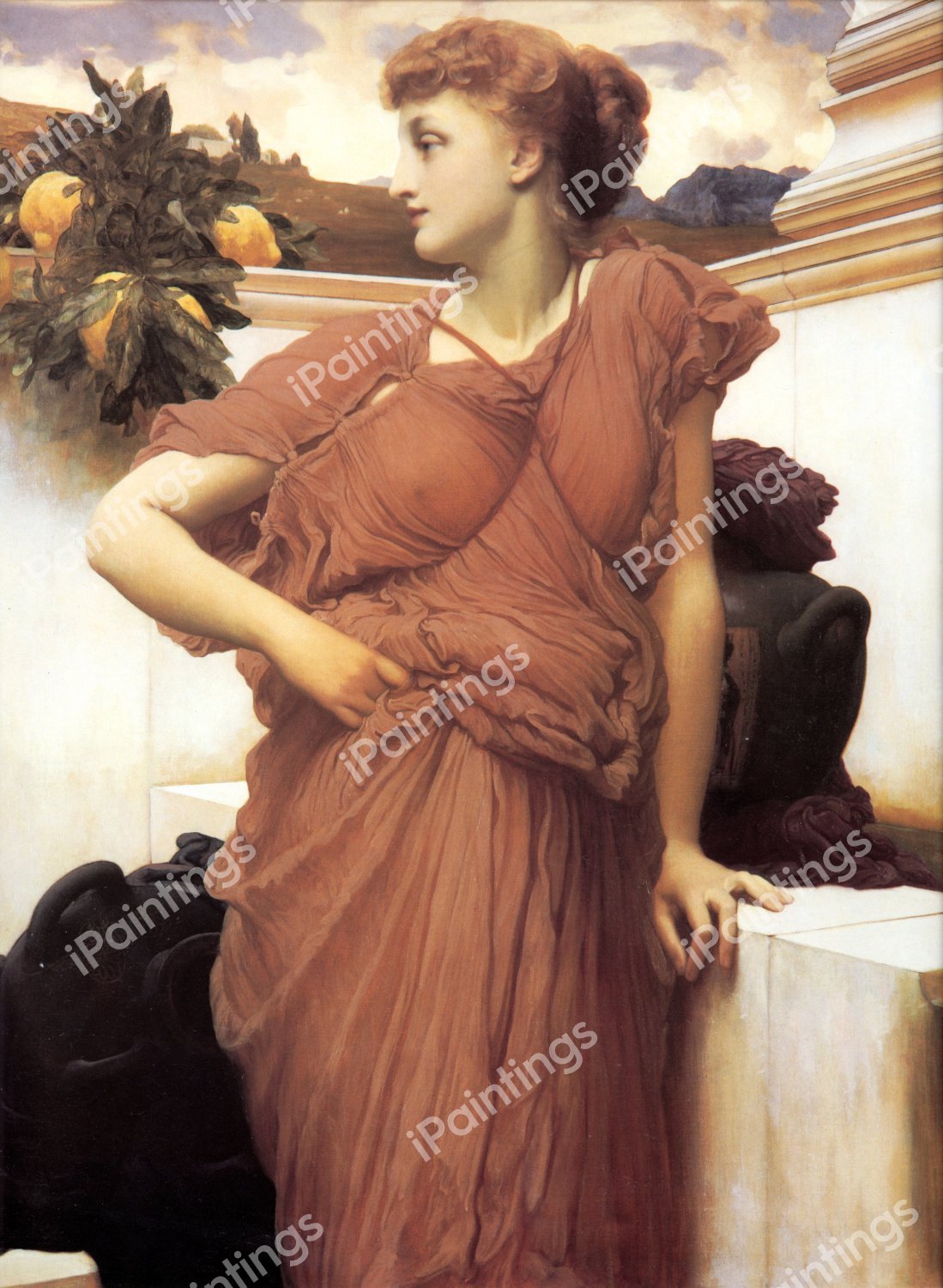 At the Fountain. The painting by Lord Frederic Leighton