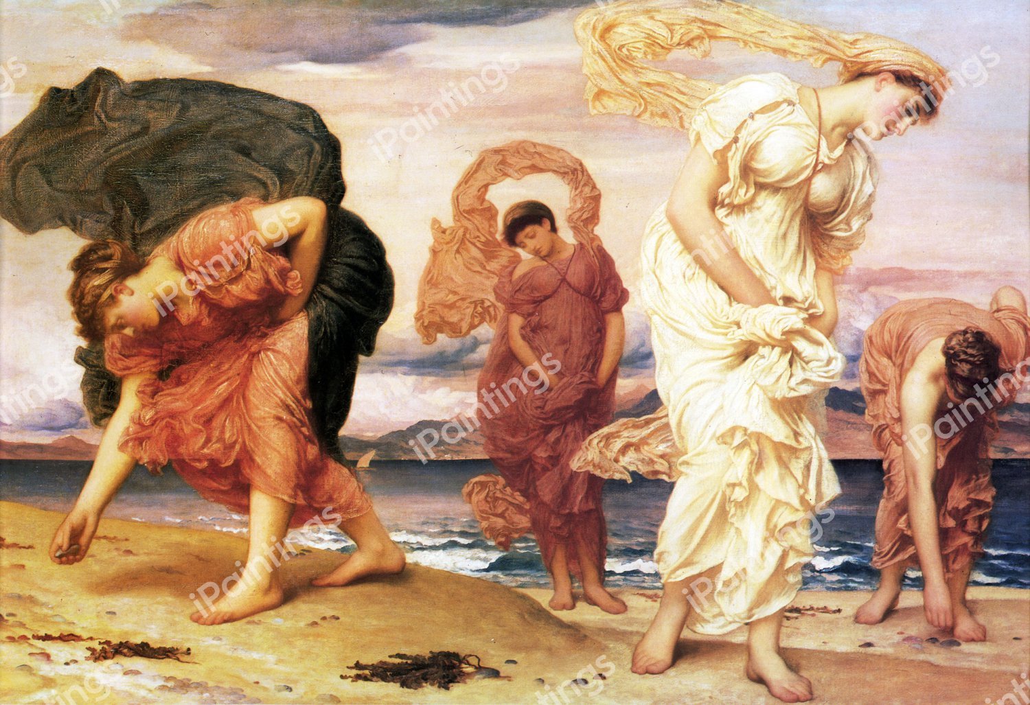 Greek Girls Picking up Pebbles by the Sea. The painting by Lord Frederic Leighton