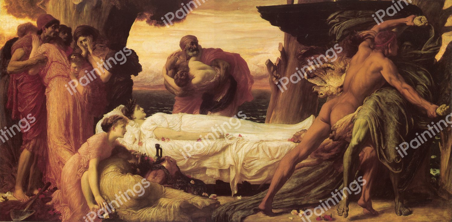 Hercules Wrestling with Death for the Body of Alcestis. The painting by Lord Frederic Leighton
