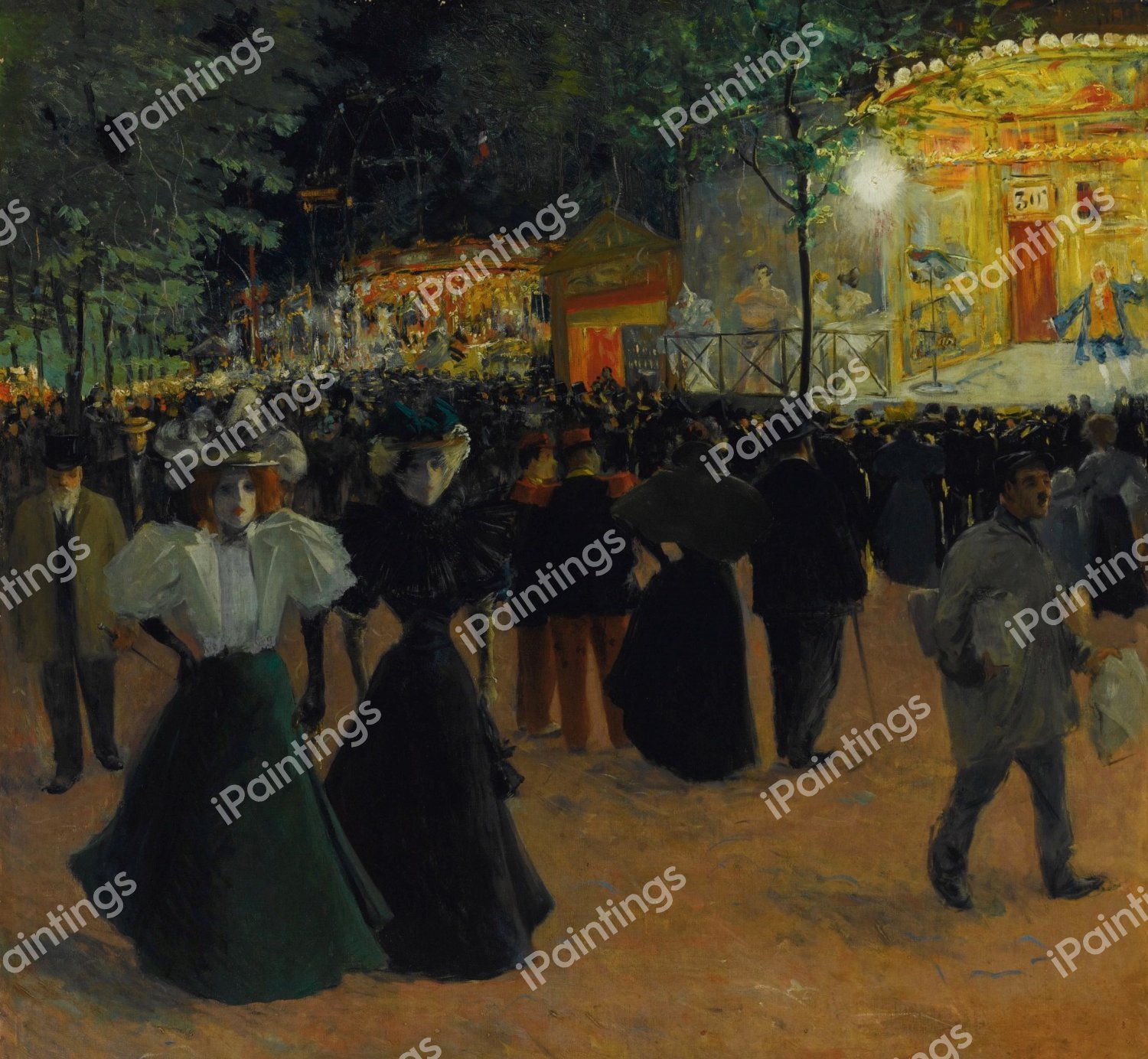 La Fete Forain, Place Pigalle. The painting by Louis Abel-Truchet