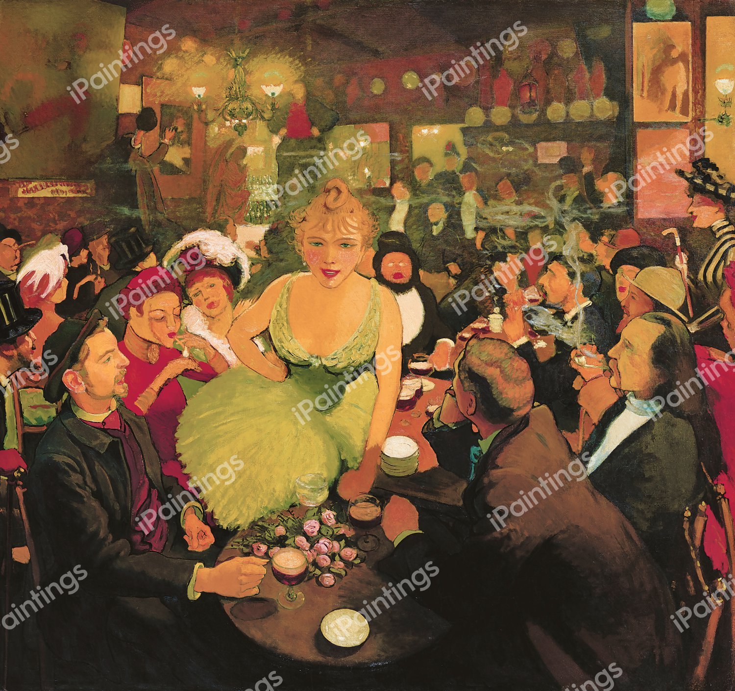 A L'Interieur de chez Bruant - Le Mirliton, 1886. The painting by Louis Anquetin