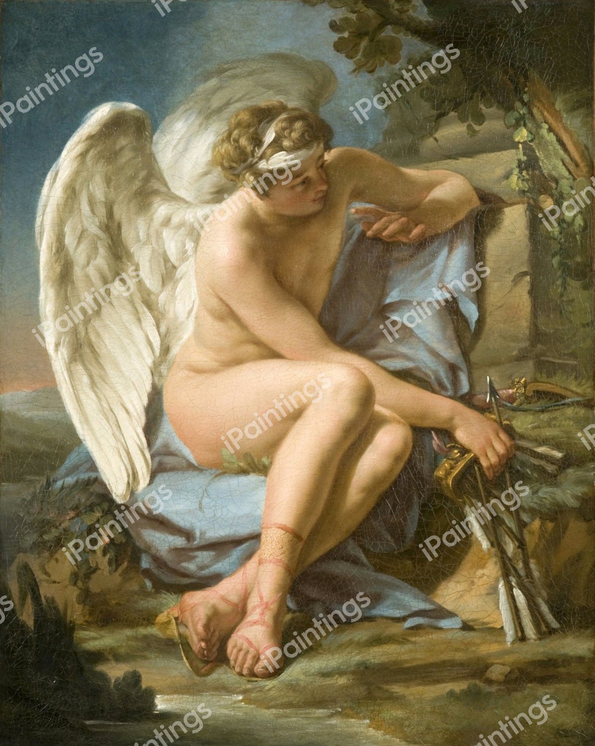 Love on the Lookout. The painting by Louis Jean Francois Lagrenee