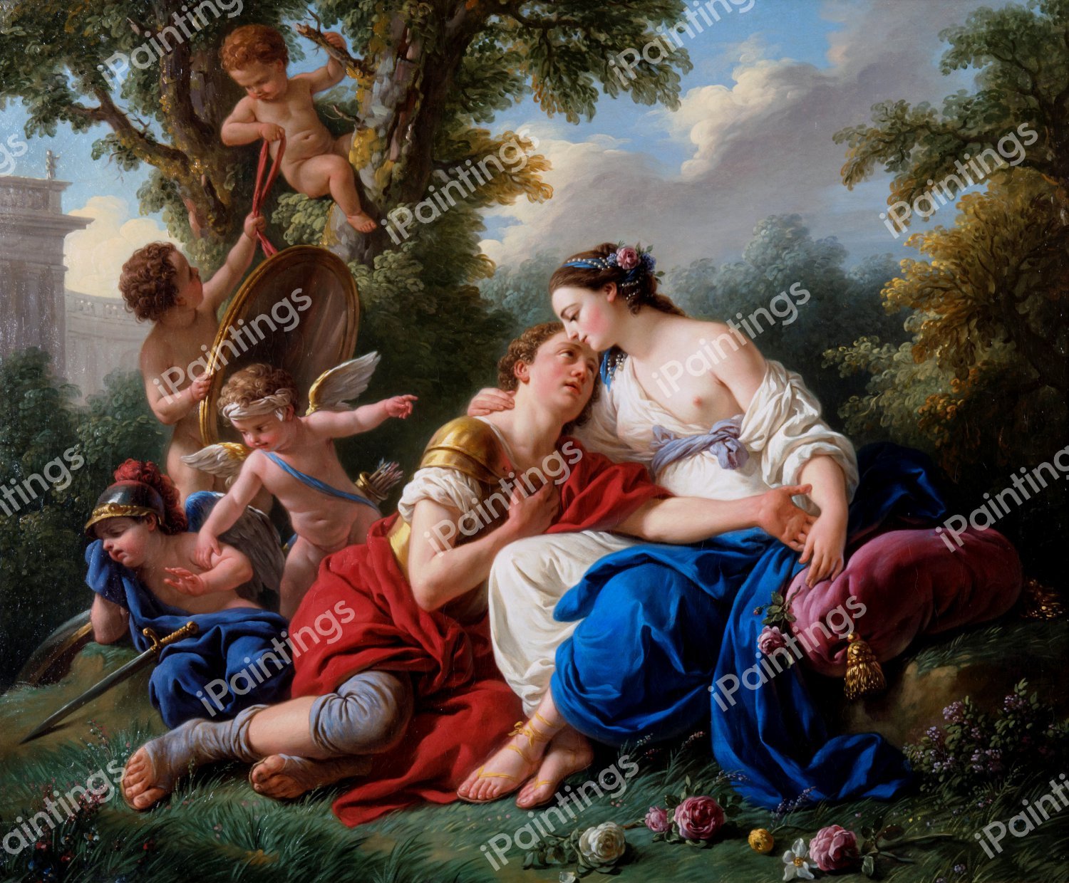 Rinaldo and Armida. The painting by Louis Jean Francois Lagrenee