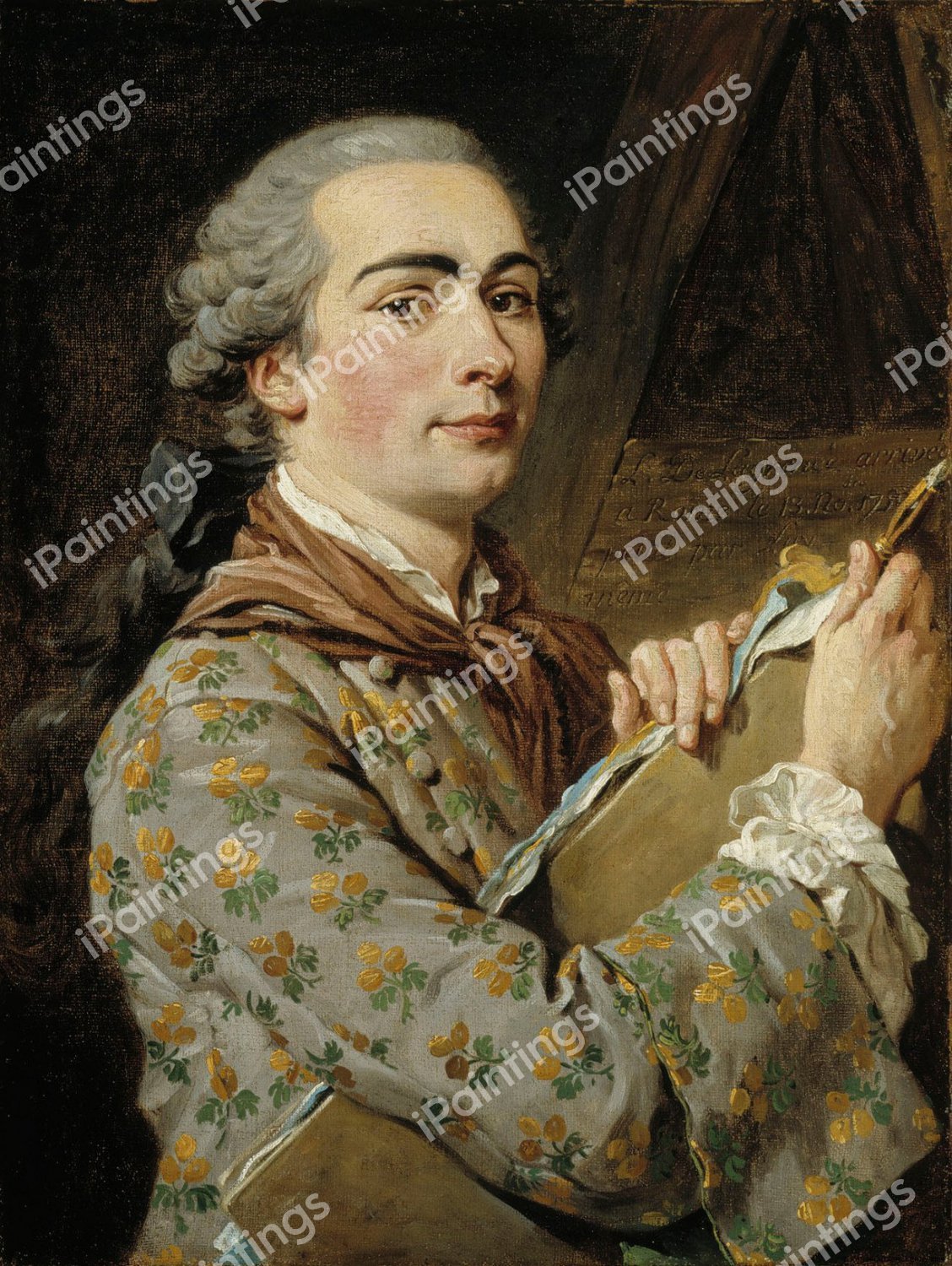 Self-portrait  of Louis Jean Francois Lagrenee. The painting by Louis Jean Francois Lagrenee