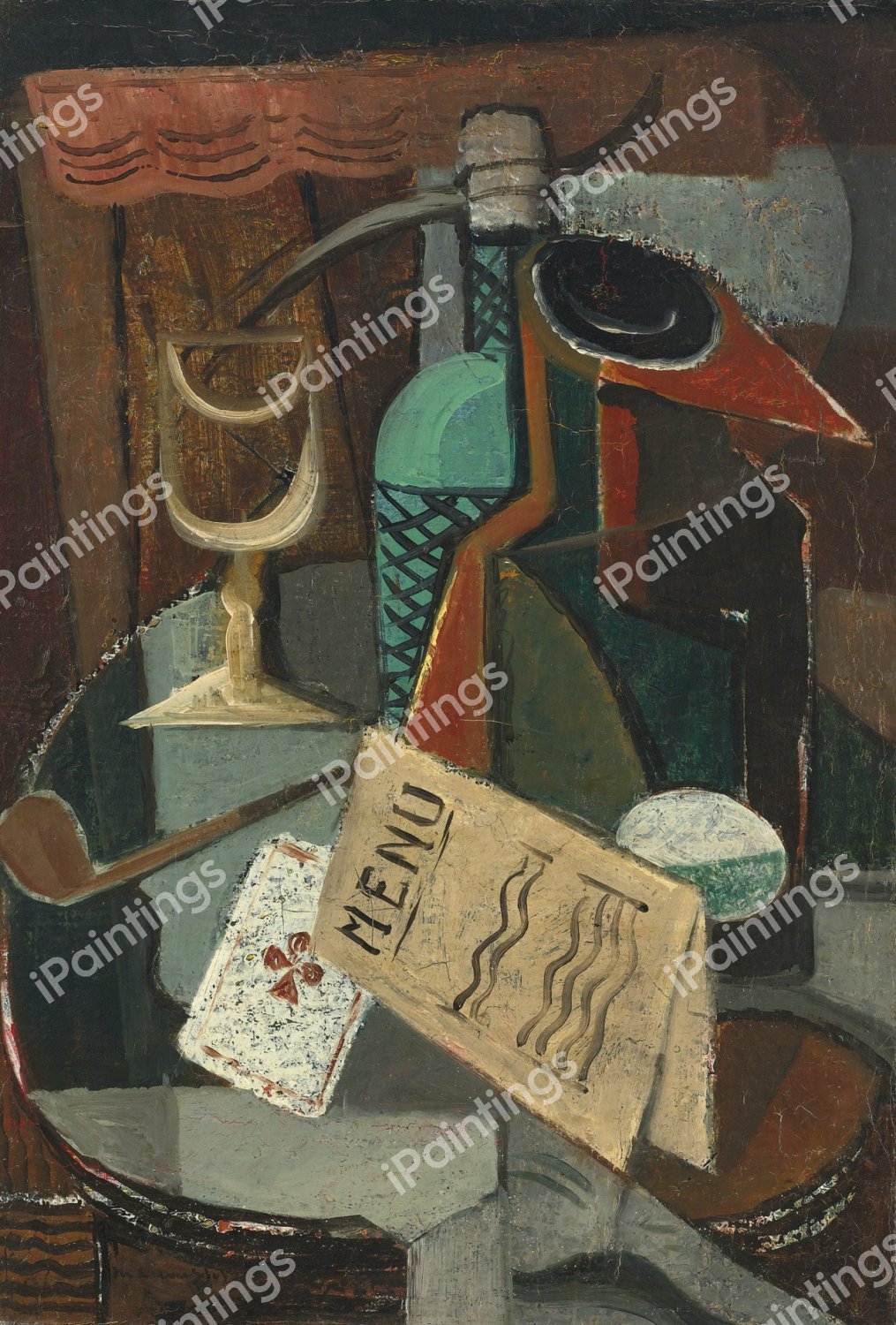 Still Life with Menu and Siphon, 1920. The painting by Louis Marcoussis