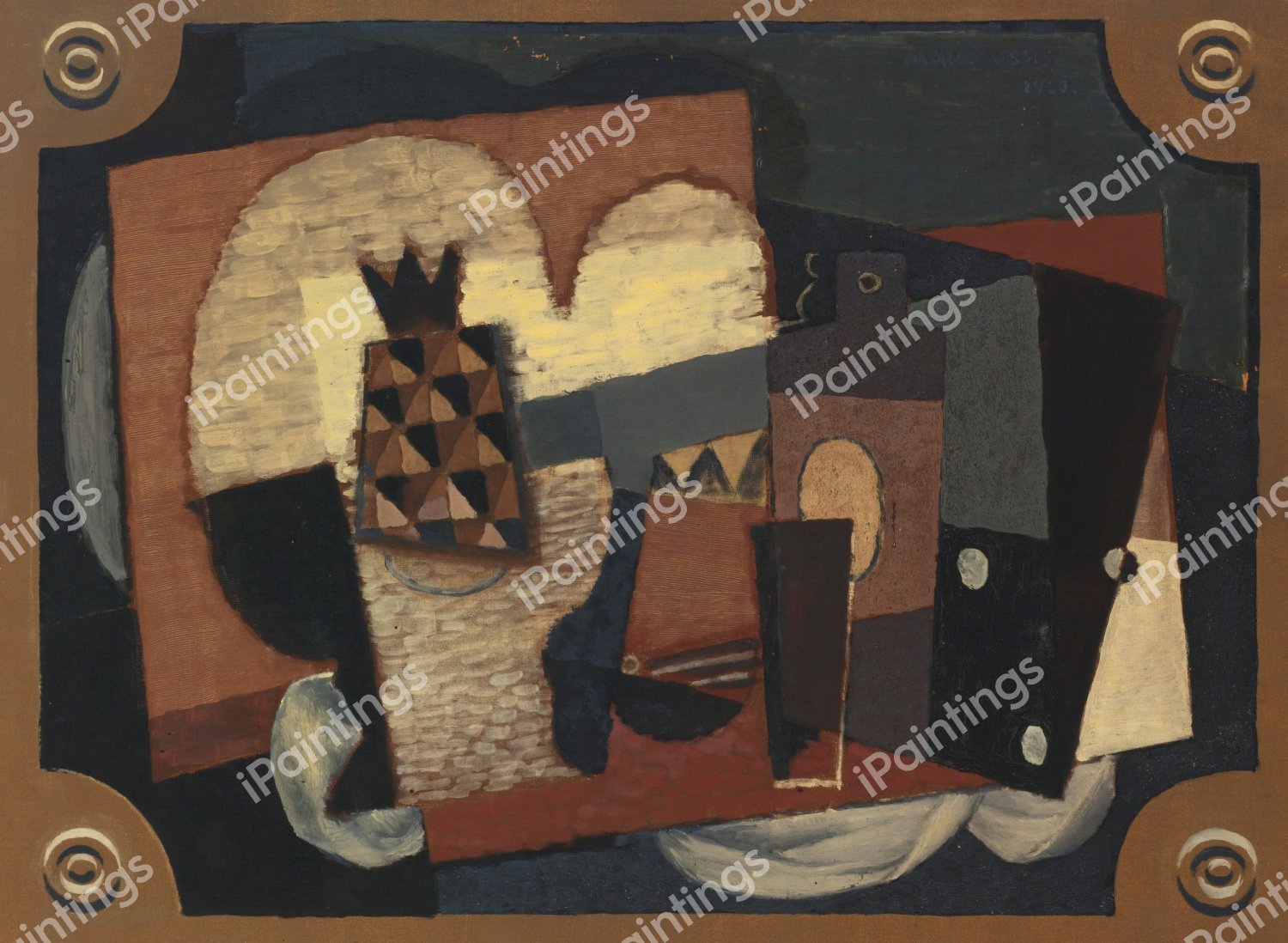 Still Life with Pineapple, 1920. The painting by Louis Marcoussis