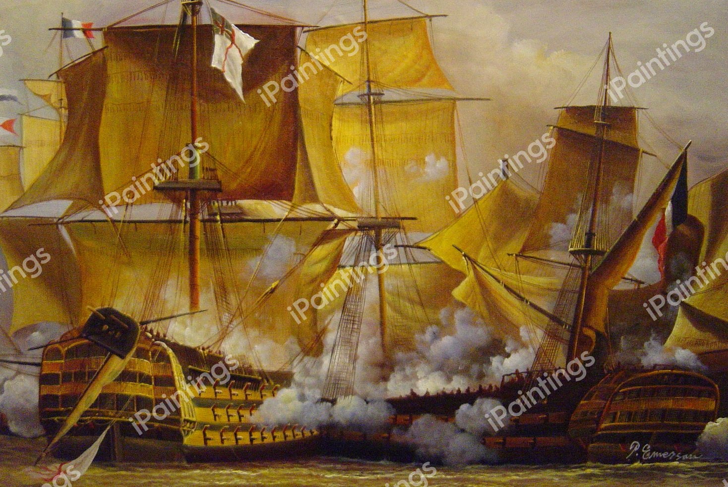 Battle of Trafalgar Ringer T-Shirt by Louis Philippe Crepin - Fine