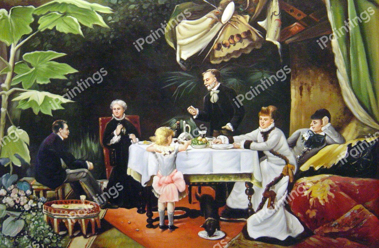 The Luncheon In The Conservatory. The painting by Louise Abbema