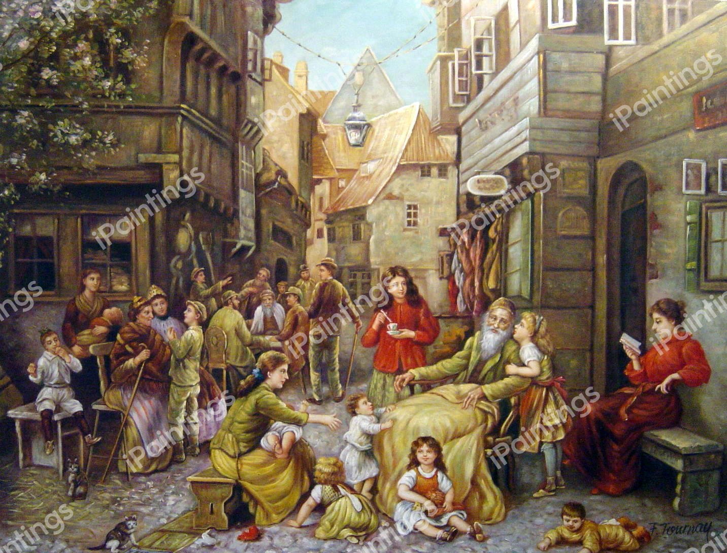 In The Shtetl. The painting by Ludwig Knaus