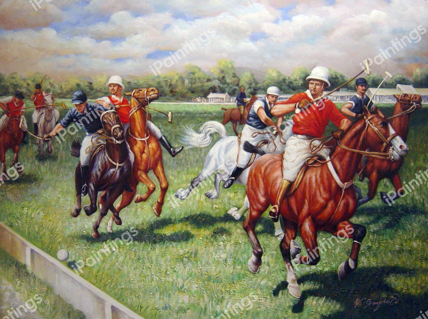 A Polo Game. The painting by Ludwig Koch