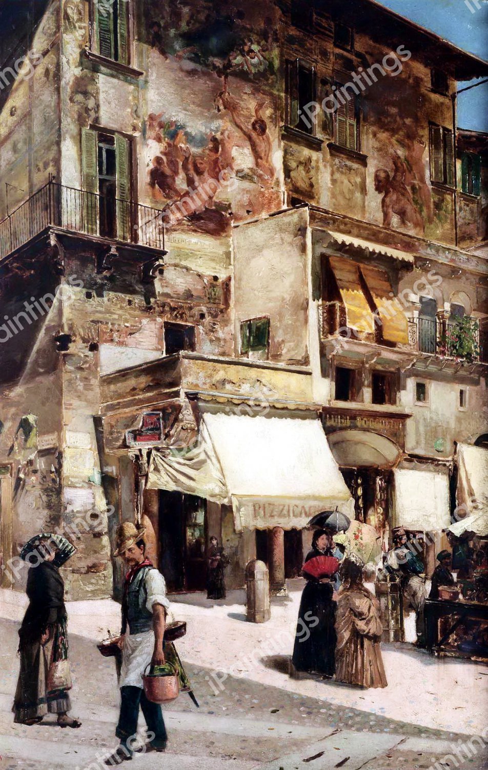 At Veduta Cittadina, 1884. The painting by Luigi Sorio