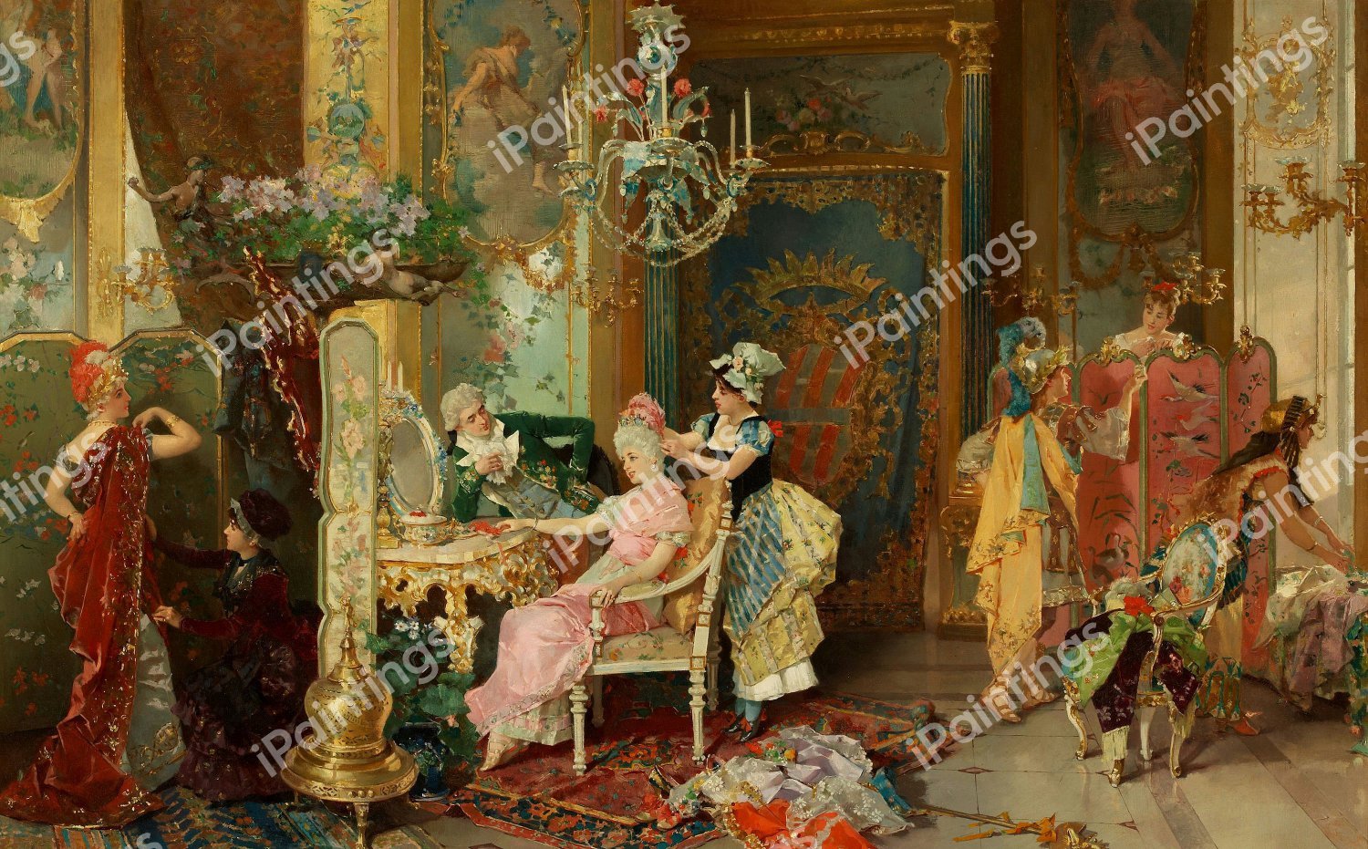 Costume Ball. The painting by Luis Alvarez Catala