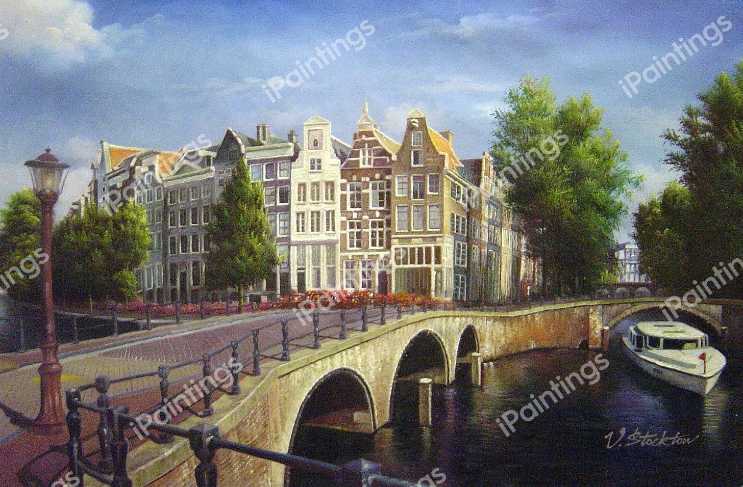 Magnificent Bridge In Amsterdam. The painting by Our Originals