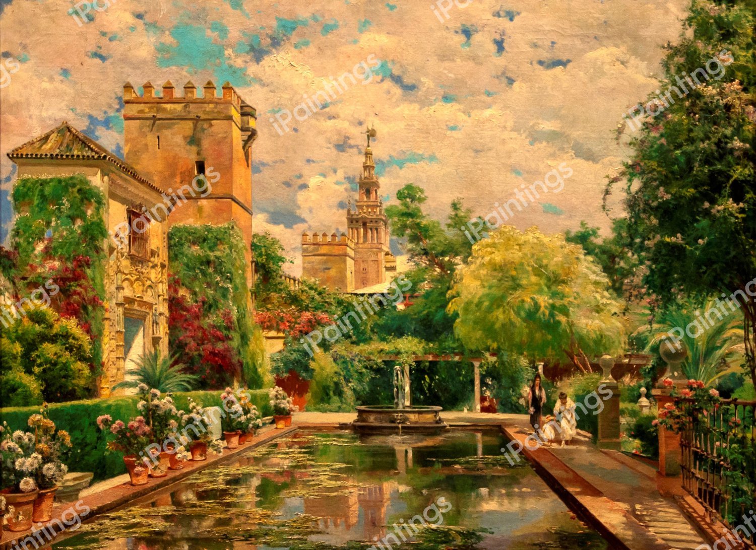 Alcazar Seville. The painting by Manuel Garcia Y Rodriguez