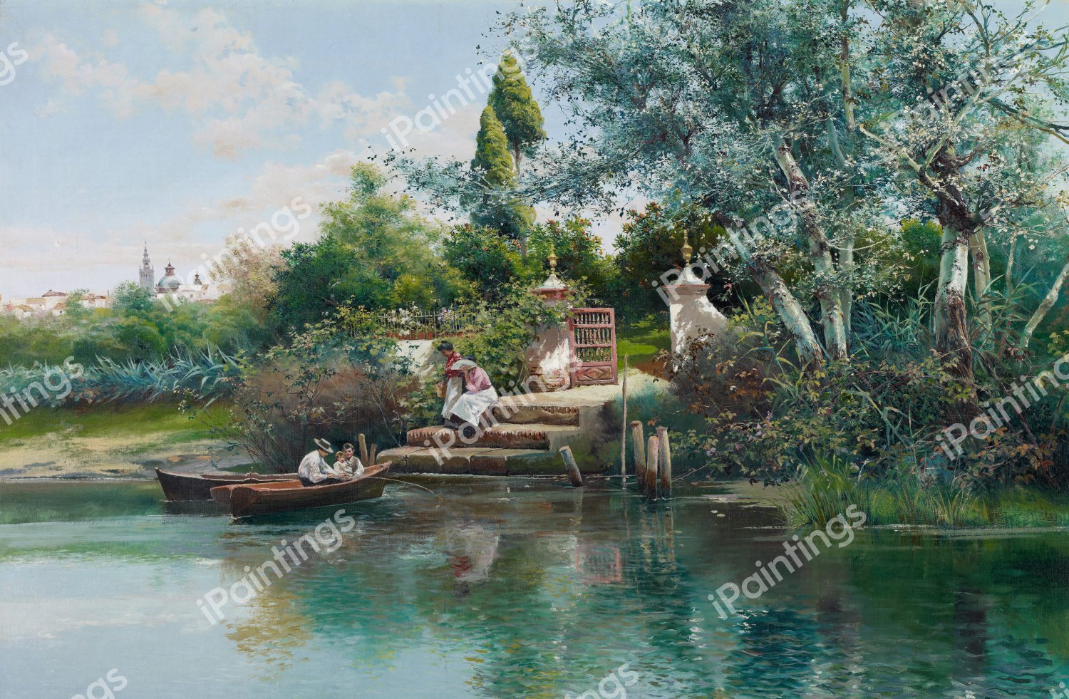 Fishing. The painting by Manuel Garcia Y Rodriguez