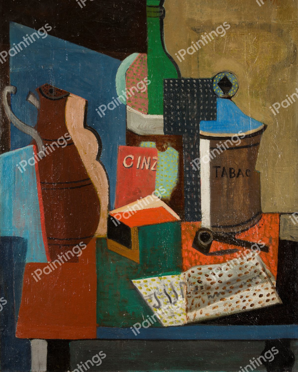 Still Life with Tobacco Pot, 1916. The painting by Manuel Ortiz de Zarate