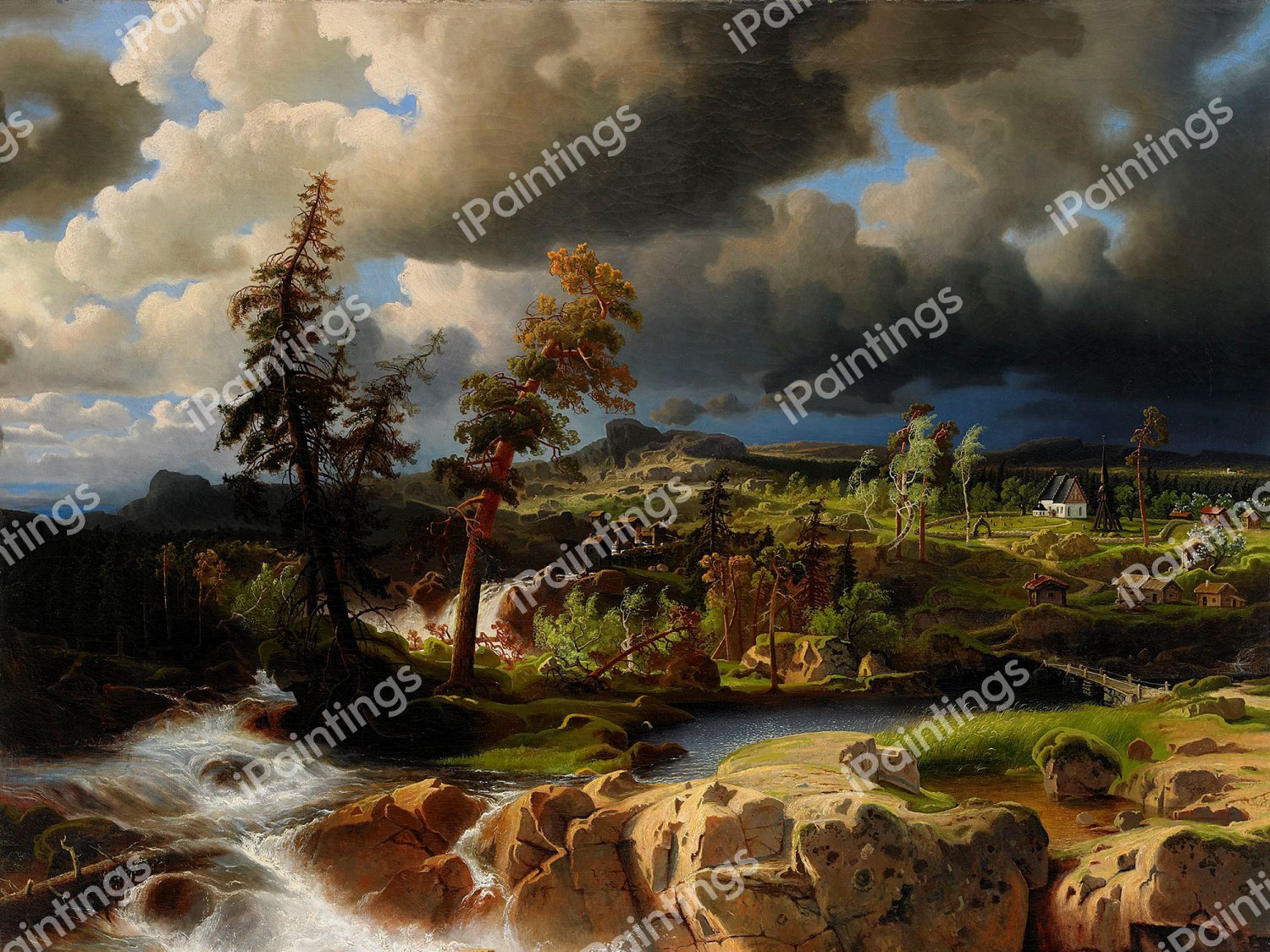 Fjord Landscape in Norway. The painting by Marcus Larson