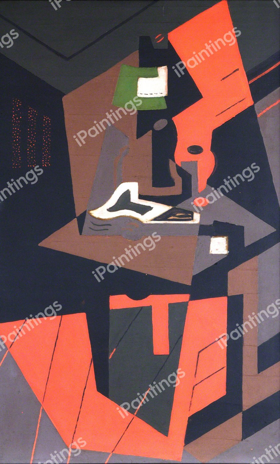 Still Life with Red Lamp, 1916. The painting by Maria Blanchard