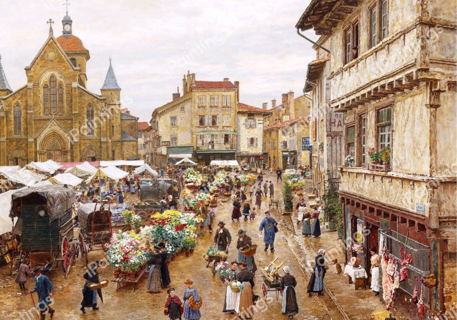 Le Marche, Charlieu. The painting by Marie-Francois Firmin-Girard