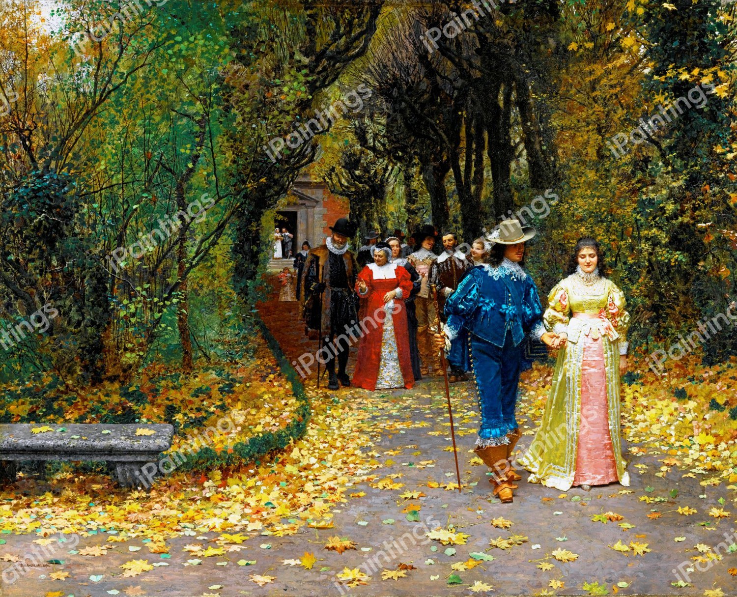 Les Fiances. The painting by Marie-Francois Firmin-Girard