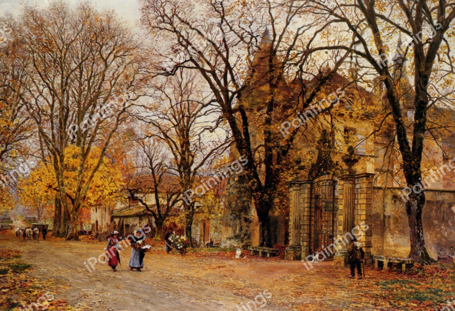 Near the Chateau, Autumn. The painting by Marie-Francois Firmin-Girard