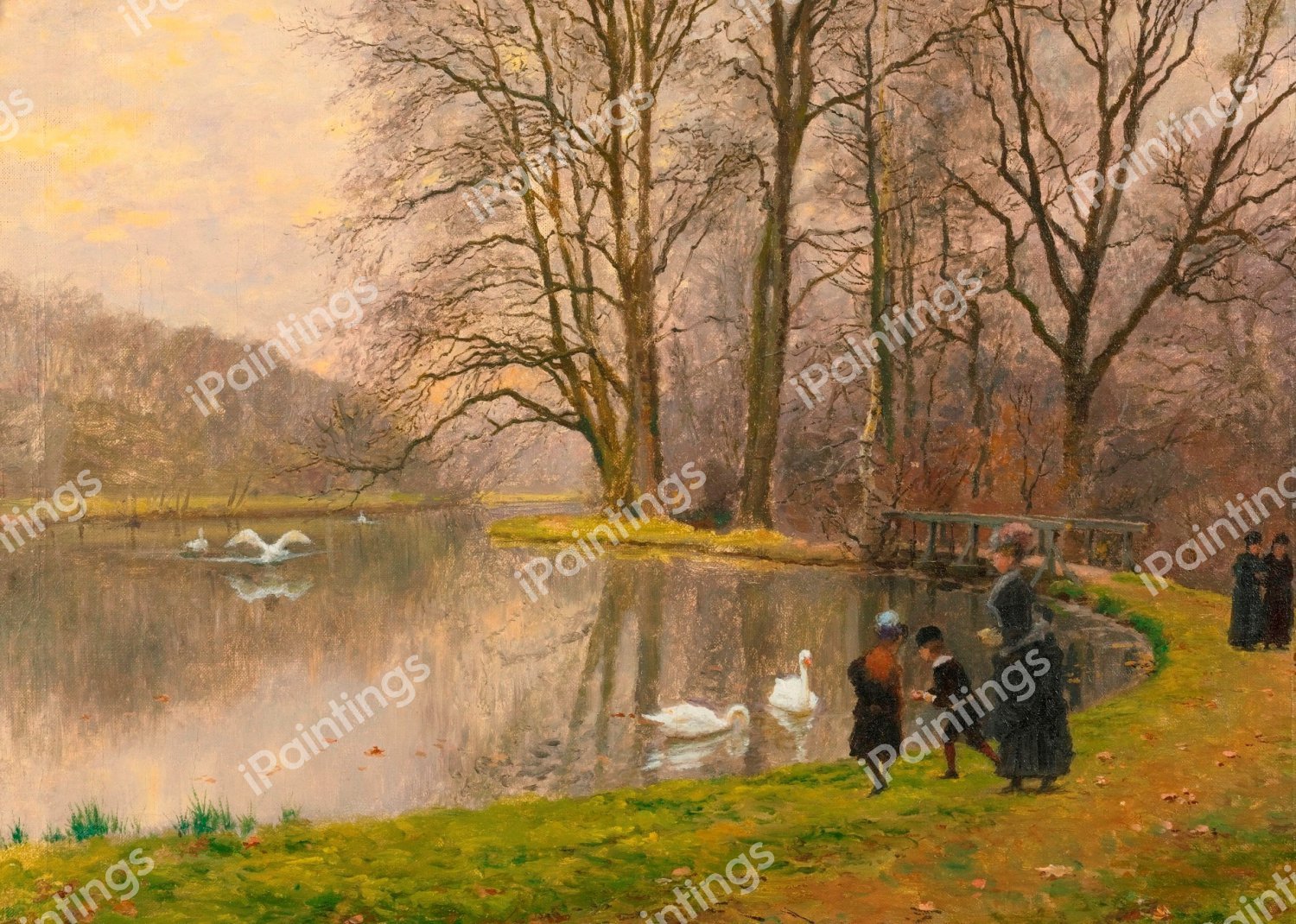 Promenade at the Lake. The painting by Marie-Francois Firmin-Girard