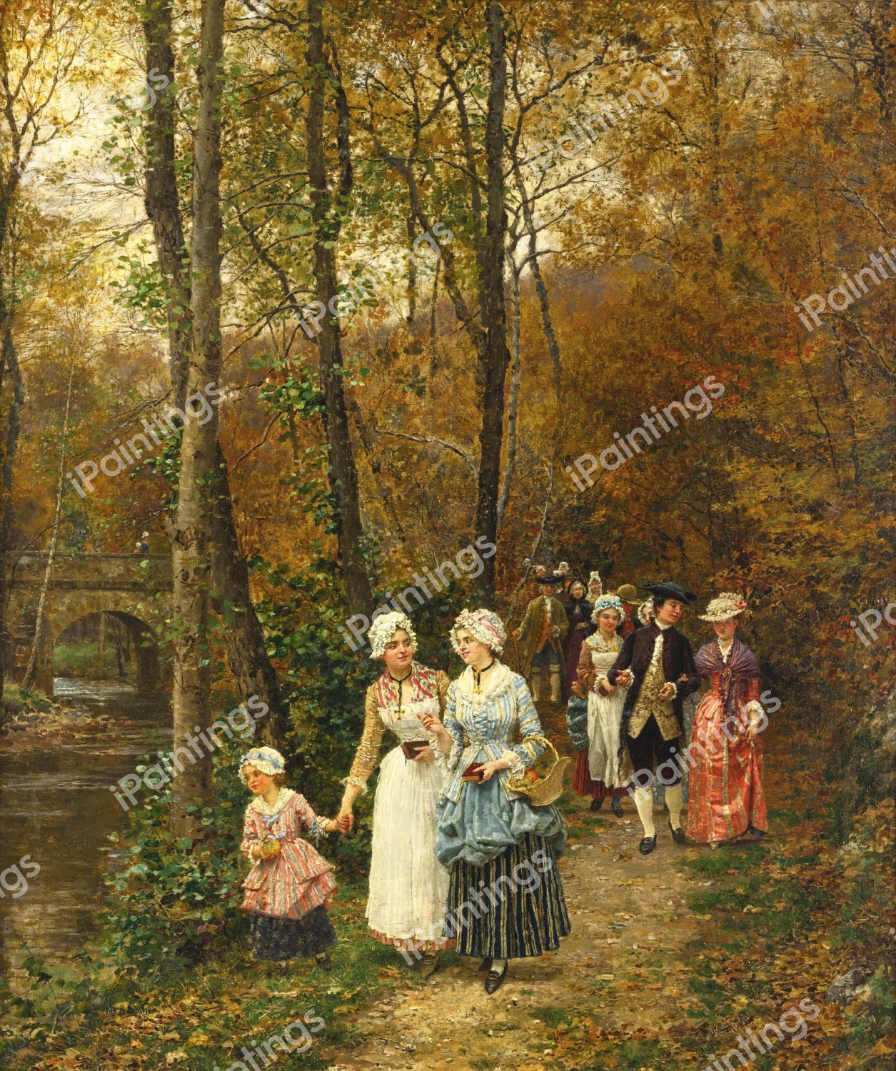 Stroll in the Park. The painting by Marie-Francois Firmin-Girard