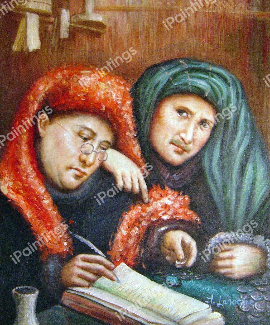 The Tax Collectors. The painting by Marinus van Roejmerswaelen