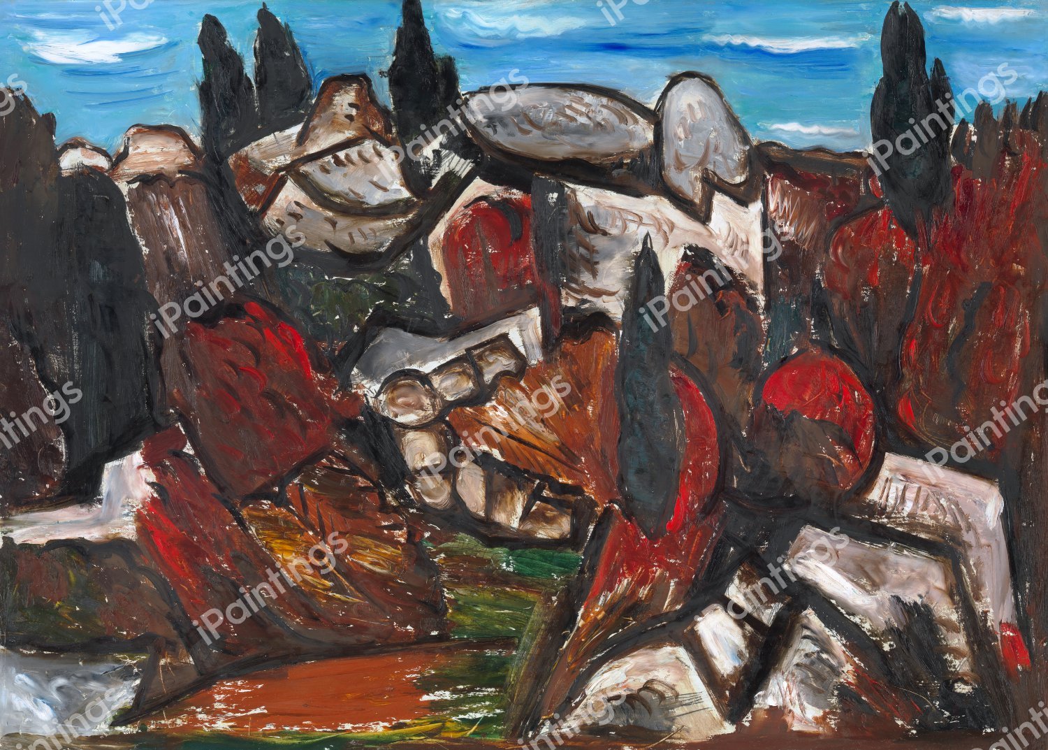 Autumn Landscape, Dogtown. The painting by Marsden Hartley