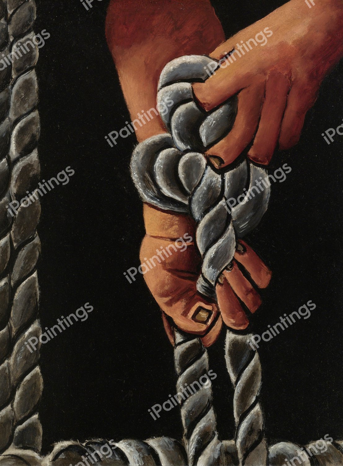 Knotting Rope. The painting by Marsden Hartley