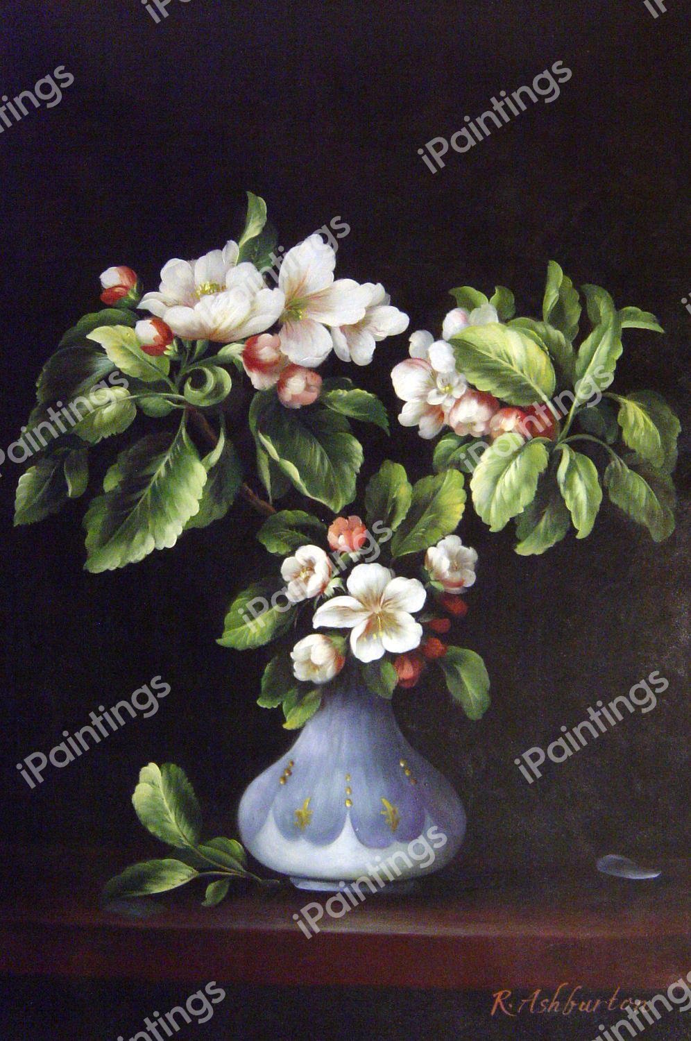 Apple Blossoms In A Vase. The painting by Martin Johnson Heade