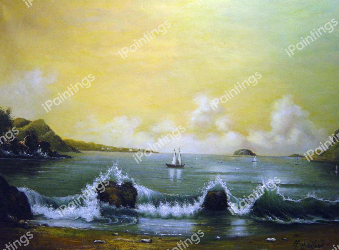 Rio de Janeiro Bay. The painting by Martin Johnson Heade