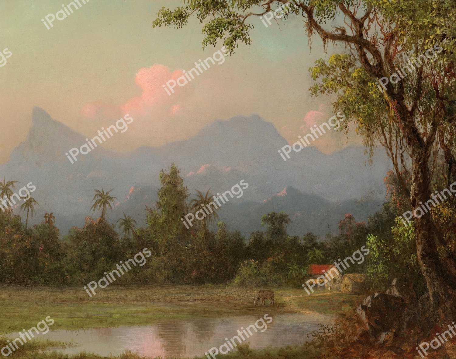 South American Scene with a Cabin. The painting by Martin Johnson Heade