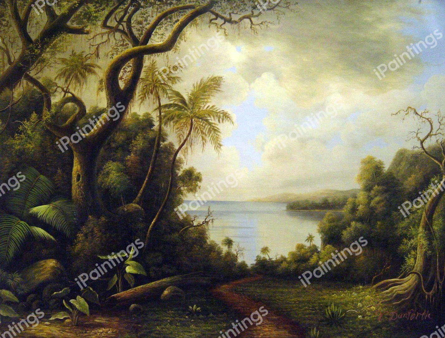View From Fern Tree Walk, Jamaica. The painting by Martin Johnson Heade