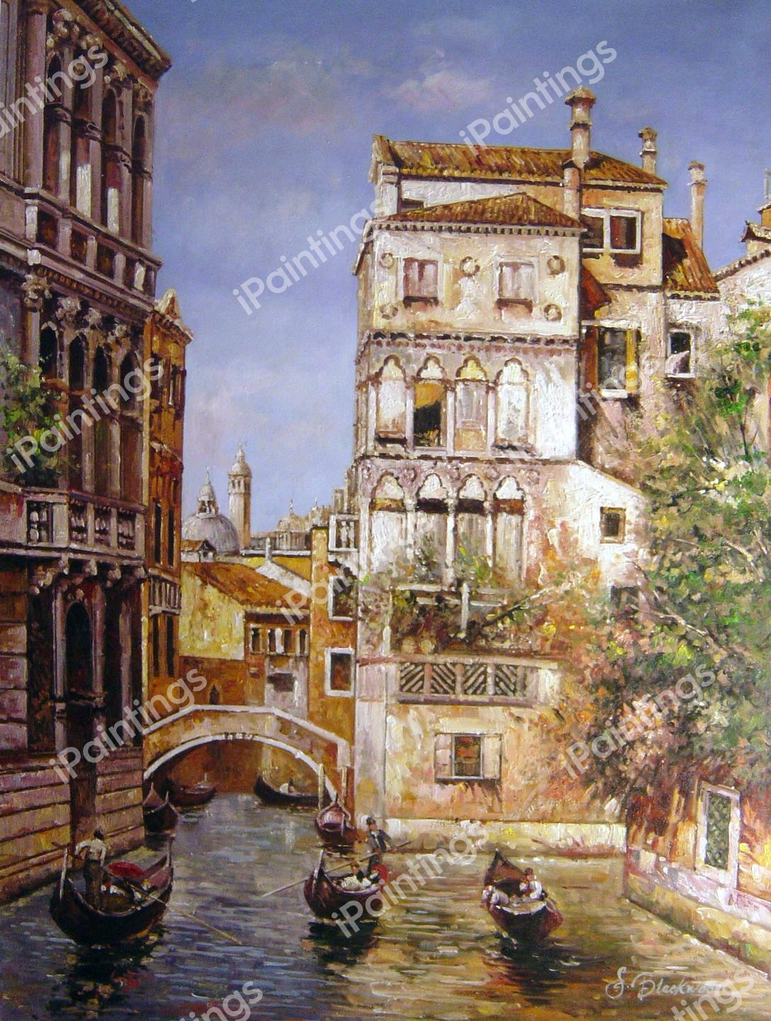 Along The Canal, Venice. The painting by Martin Rico y Ortega