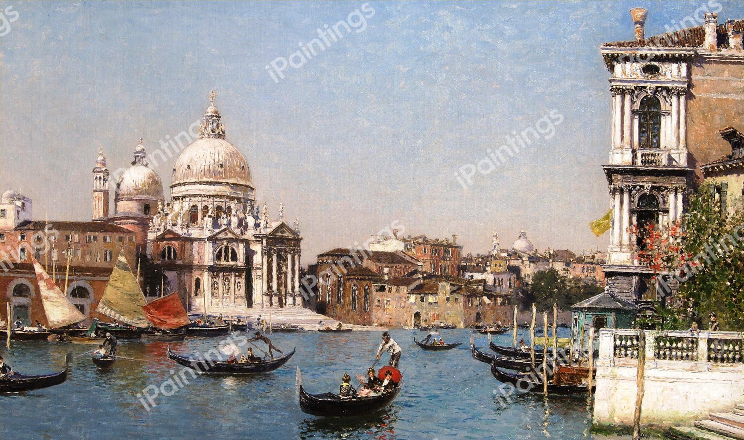 Along Veduta Veneziana, Il Baciano San Marco e La Salute, Venice. The painting by Martin Rico y Ortega