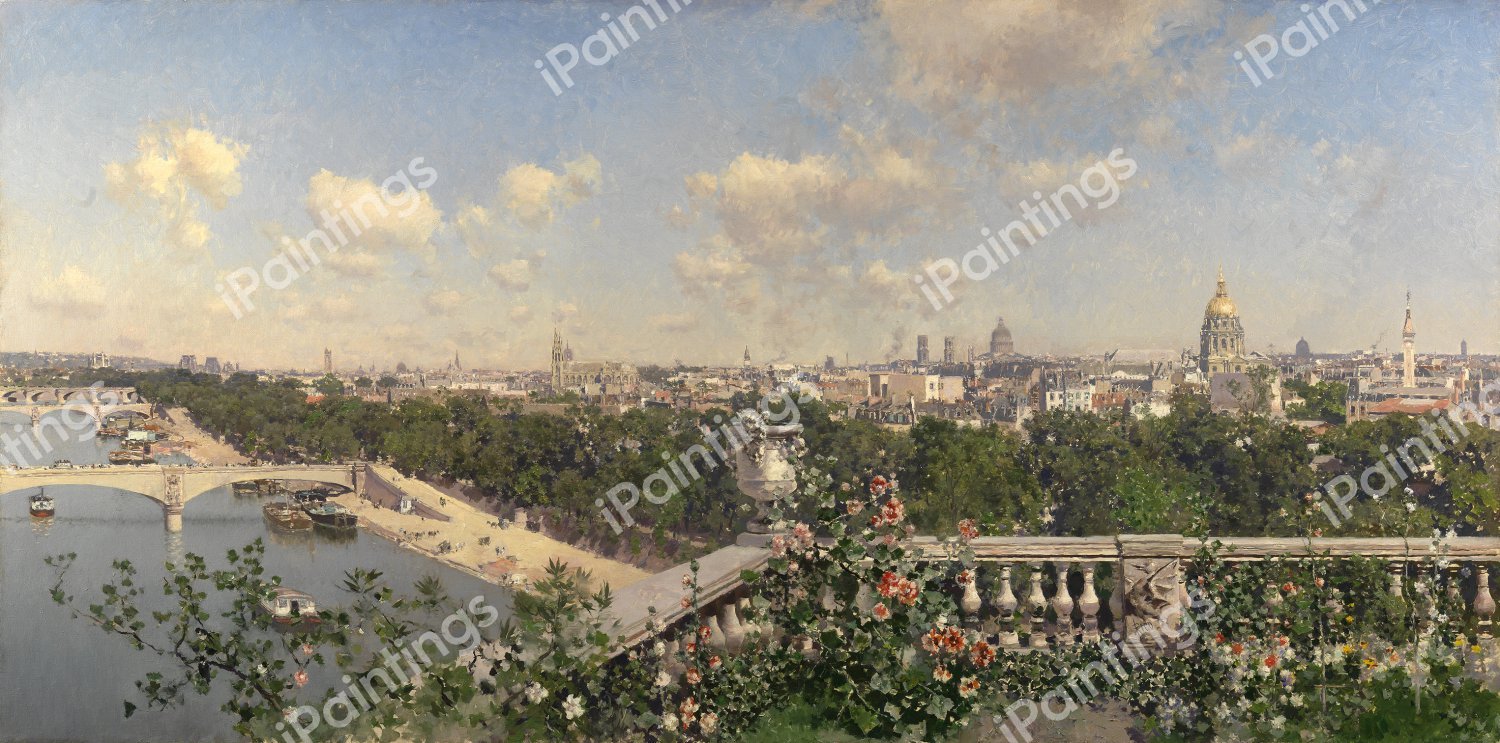 By the Vista de París desde el Trocadero. The painting by Martin Rico y Ortega