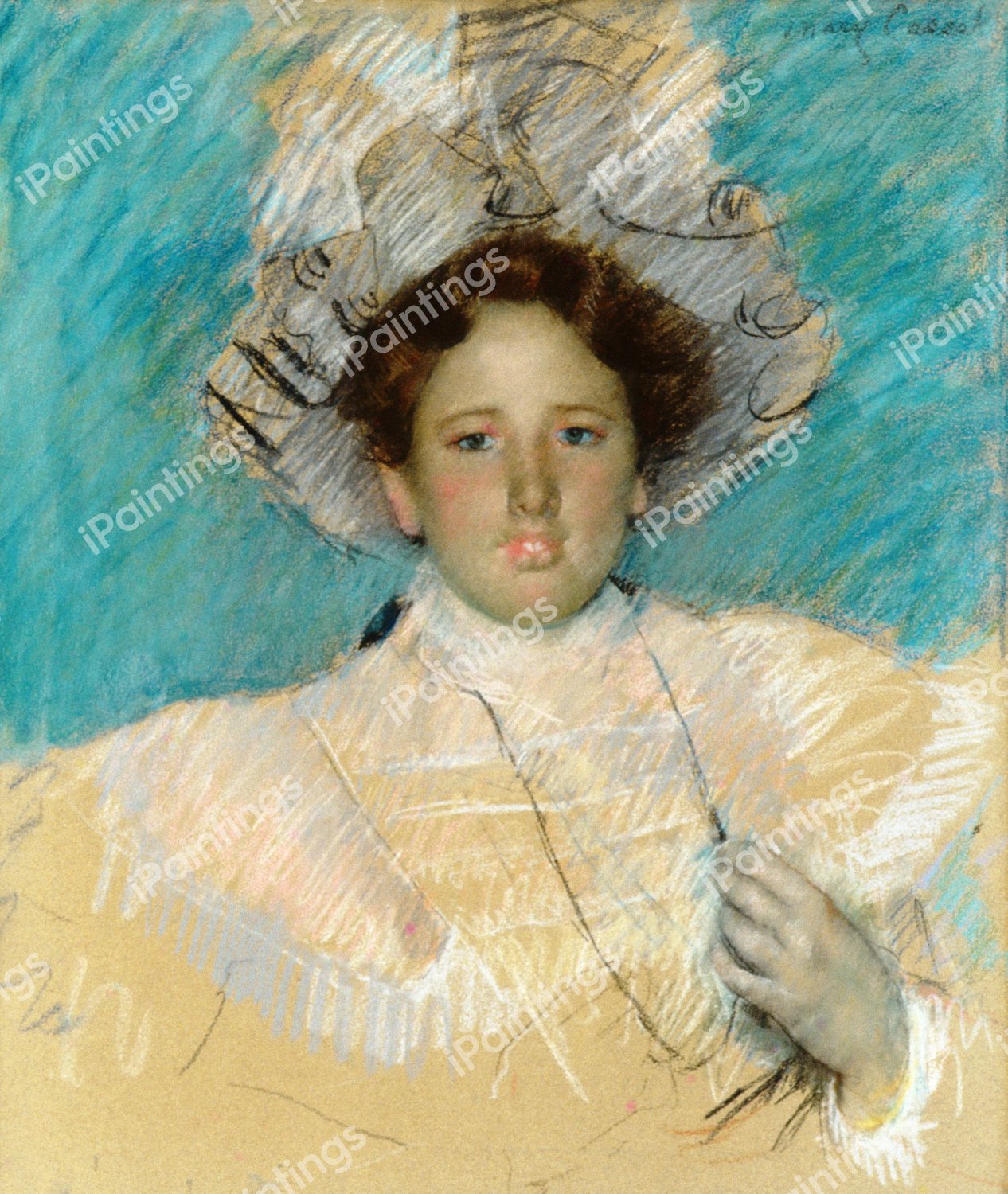 Adaline Havemeyer in a White Hat. The painting by Mary Cassatt